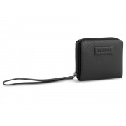 Кошелёк женский BUGATTI Elsa, с защитой данных RFID, чёрный, воловья кожа/полиэстер, 11х2,5х9 см