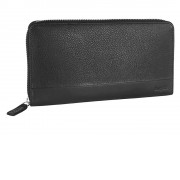 Кошелёк-барсетка BUGATTI Atlanta, на молнии, чёрный, натуральная воловья кожа, 21х2х12 см