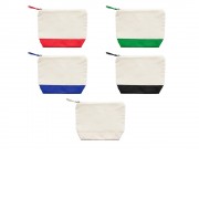 Косметичка DOEL из хлопка плотностью 280 г/м2, бежевый/красный