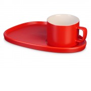 Чайная пара Brighton : блюдце овальное, чашка, коробка, красный