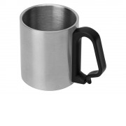 Стальная кружка Climber с пластиковой ручкой, серебристый/черный