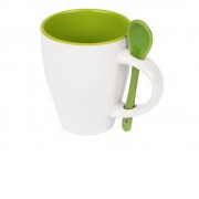 Кружка Авеленго с ложкой, зеленое яблоко