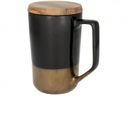 Керамическая кружка Tahoe для чая и кофе с деревянной крышкой, черный