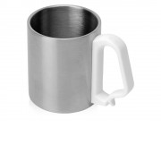 Стальная кружка Climber с пластиковой ручкой, серебристый/белый