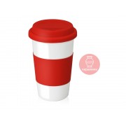 Кружка с силиконовой крышкой и манжетой Нью-Йорк 300мл, красный