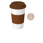 Кружка с силиконовой крышкой и манжетой Нью-Йорк 300мл, коричневый