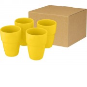 Staki подарочный набор из 4 кружек объемом 280 мл, которые устанавливаются друг на друга, желтый