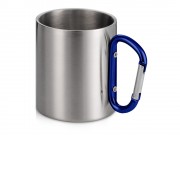 Стальная кружка Elbrus с двойными стенками и ручкой-карабином, 300 мл (глянцевая), синий