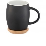 Керамическая чашка Hearth с деревянной крышкой-костером, черный/белый