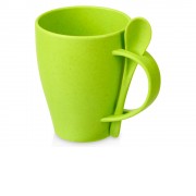 Пшеничная кружка Nina с ложкой, 300ml зеленое яблоко 375C