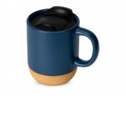 Кружка Denpasar с пробковым дном и крышкой, цветная с двух сторон, бензиновый синий