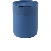 Java керамическая кружка емкостью 330 мл с силиконовой оберткой и пластиковой крышкой - Синий