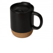 Кружка Denpasar с пробковым дном и крышкой, цветная с двух сторон, черный