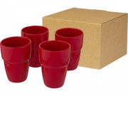 Staki подарочный набор из 4 кружек объемом 280 мл, которые устанавливаются друг на друга, красный