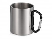 Стальная кружка Elbrus с двойными стенками и ручкой-карабином, 300 мл (глянцевая), черный