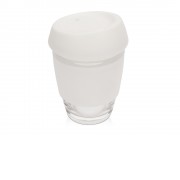 Стеклянный стакан Monday с силиконовой крышкой и манжетой, 350мл, белый