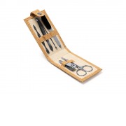 Маникюрный набор PODOX в чехле из пробки, серебристый/бежевый