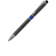 Ручка металлическая шариковая Isabella с анодированным покрытием и цветной вставкой, оружейная сталь и синий