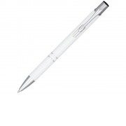 Кнопочная шариковая ручка Moneta из анодированного алюминия, черные чернила, белый