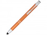 Шариковая кнопочная ручка-стилус Moneta из анодированного алюминия, оранжевый