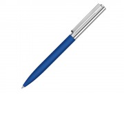 Ручка металлическая шариковая Bright GUM soft-touch с зеркальной гравировкой, средне-синий