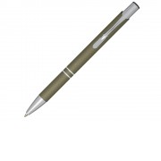 Шариковая кнопочная ручка Moneta с матовым антискользящим покрытием, зеленый лесной