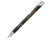 Ручка металлическая шариковая Moneta с цветной кнопкой, черный/оранжевый