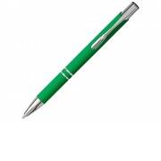 Шариковая кнопочная ручка Moneta с матовым антискользящим покрытием, зеленый