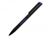 Ручка металлическая шариковая Taper Metal софт-тач с цветным зеркальным слоем, черный с синим