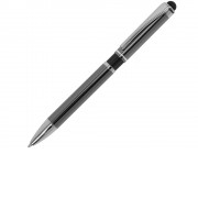 Ручка металлическая шариковая Isabella с анодированным покрытием и цветной вставкой, оружейная сталь и черны