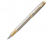 Перьевая ручка Parker IM Premium Warm Silver (grey)  GT, перо: F, цвет чернил: blue, в подарочной упаковке.