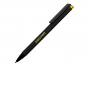 Ручка металлическая шариковая Taper Metal софт-тач с цветным зеркальным слоем, черный с желтым