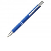 Шариковая кнопочная ручка Moneta с матовым антискользящим покрытием, ярко-синий