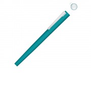 Ручка металлическая роллер Brush R GUM soft-touch с зеркальной гравировкой, бирюзовый