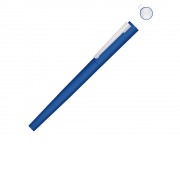 Ручка металлическая роллер Brush R GUM soft-touch с зеркальной гравировкой, средне-синий