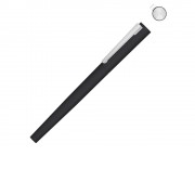 Ручка металлическая роллер Brush R GUM soft-touch с зеркальной гравировкой, черный