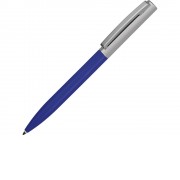 Ручка металлическая soft-touch шариковая Tally с зеркальным слоем, серебристый/синий