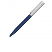 Ручка металлическая шариковая Bright GUM soft-touch с зеркальной гравировкой, темно-синий