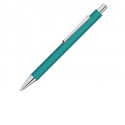 Ручка шариковая металлическая Pyra soft-touch с зеркальной гравировкой, бирюзовый