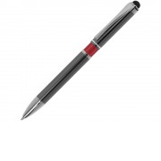 Ручка металлическая шариковая Isabella с анодированным покрытием и цветной вставкой, оружейная сталь и красн