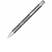 Кнопочная шариковая ручка Moneta из анодированного алюминия, черные чернила, серый