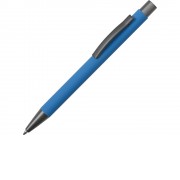 Ручка металлическая soft touch шариковая Tender, голубой/серый