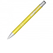 Кнопочная шариковая ручка Moneta из анодированного алюминия, синие чернила, желтый