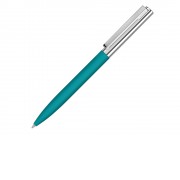 Ручка металлическая шариковая Bright GUM soft-touch с зеркальной гравировкой, бирюзовый