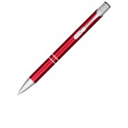 Кнопочная шариковая ручка Moneta из анодированного алюминия, синие чернила, красный