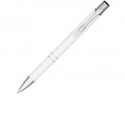 Кнопочная шариковая ручка Moneta из анодированного алюминия, синие чернила, белый