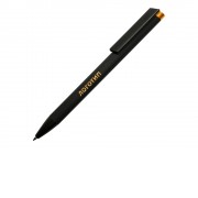 Ручка металлическая шариковая Taper Metal софт-тач с цветным зеркальным слоем, черный с оранжевым