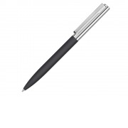 Ручка металлическая шариковая Bright GUM soft-touch с зеркальной гравировкой, черный