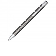 Кнопочная шариковая ручка Moneta из анодированного алюминия, синие чернила, серый