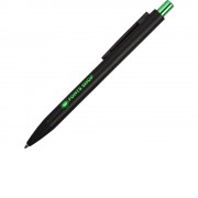 Ручка металлическая шариковая Blaze с цветным зеркальным слоем, черный/зеленое яблоко